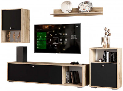 Гостиная "Нанси" дуб крафт серый/софт черный