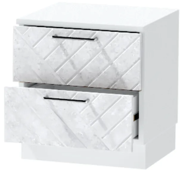Тумба-6 прикроватная напольная "Иннэс-7", Белый/Бетон снежный