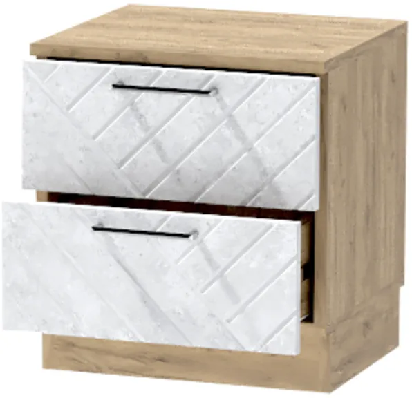 Тумба-6 прикроватная напольная "Иннэс-7", Крафт золотой/Бетон снежный