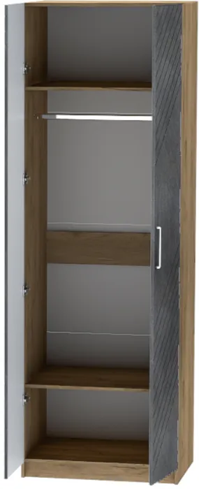 Шкаф двухдверный №1 "Иннэс-7" - Крафт золотой/Бетон графит