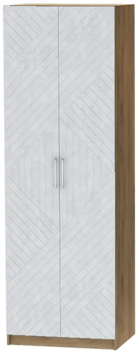 Шкаф двухдверный №1 "Иннэс-7" - Крафт золотой/Бетон снежный