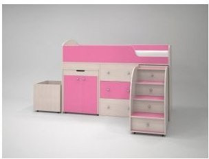 Кровать-чердак Малыш 70х160 (розовый)