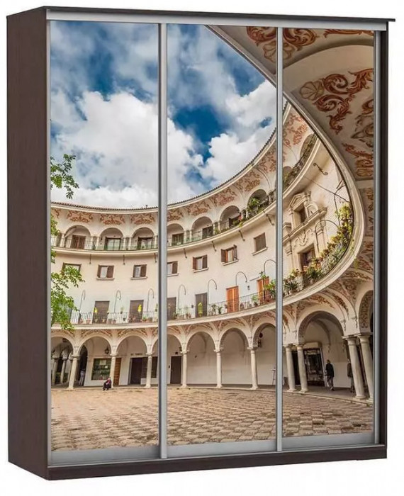 Шкаф купе Модерн 2076х450 3-х дверный 3-х секционный фотопечать №2 венге