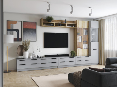 Набор мебели для гостиной "Мадрид", Камень серый/Дуб делано