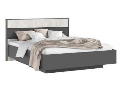 Роджинамиф Кровать парящая 160 с ортопедом дерево с подсветкой, дуб крафт белый/графит