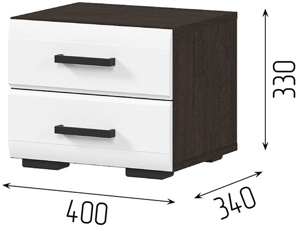 ЛИБЕРТИ ТБ 01 Тумба прикроватная (400х330х340) Фасад МДФ БЕЛЫЙ ГЛЯНЕЦ/Корпус ВЕНГЕ