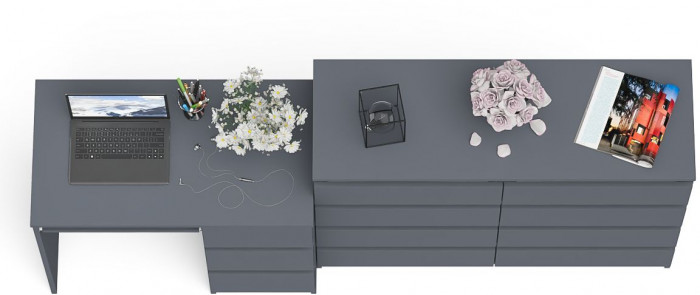 Мори компьютерный стол МС-6 правый + Комод МК1200.8, графит