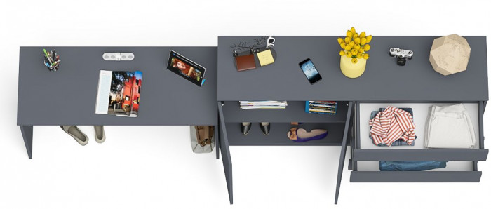 Мори письменный стол МСП1200.1 + Комод МК1600.1, графит