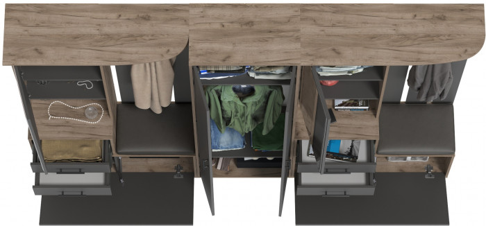 Прихожая Домино 3, дуб крафт табачный/графит