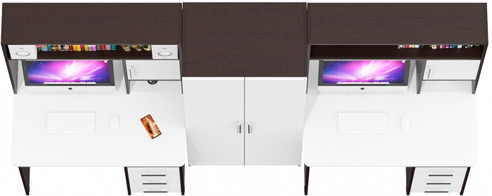 С-МД-СК9 Компоновка № 05, венге/белый шагрень