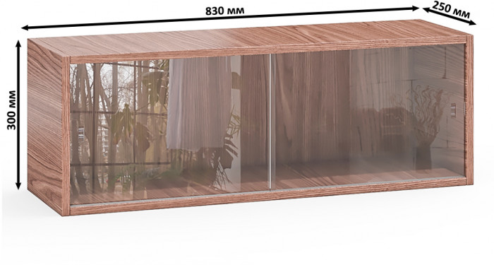 Три полки книжных С-МД-КН01, ясень шимо тёмный