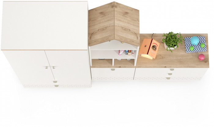 Эйп 13.334 Шкаф для одежды + 13.322 Комод + 13.14 Стеллаж, белый/дуб белый