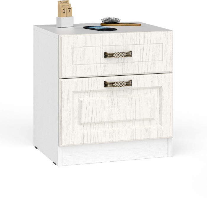 Ливерпуль Кровать 11.08 + основание + ножки + две Тумбы 08.146, ясень ваниль/белый