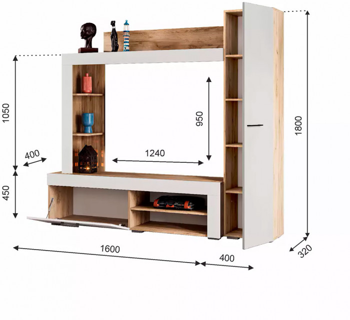 Гостиная "Николь" дуб крафт серый/софт айвори
