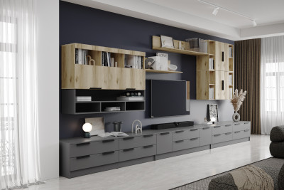 Набор мебели для гостиной "Мадрид", Графит/Дуб делано