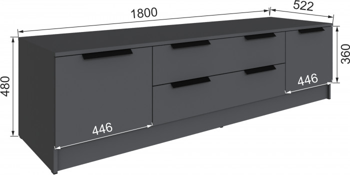 Набор мебели для гостиной "Мадрид", Графит/Дуб делано