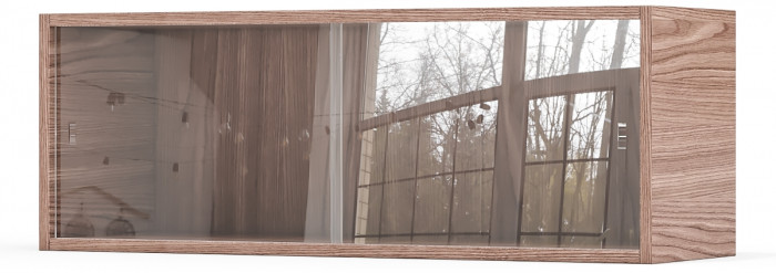 Полка книжная С-МД-КН01, цвет ясень шимо тёмный, ШхГхВ 83х25х30 см., стеклянные дверцы