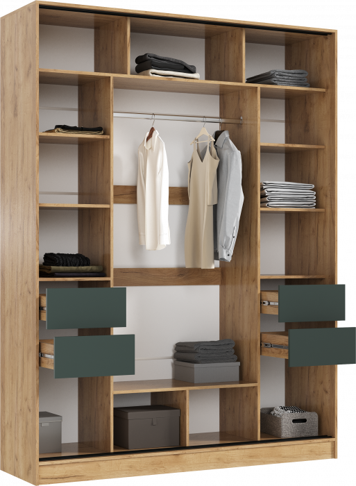 Шкаф-купе 1800 Роджинамиф, Дуб крафт/Изумрудный