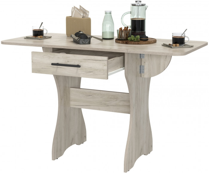 Стол обеденный раскладной с ящиком 6-02.120ТМдкс, дуб крафт серый