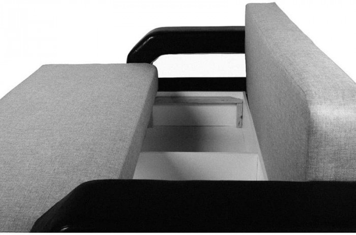 Диван-еврокнижка Манчестер, пружинный блок, 150х195,  рогожка/экокожа серый