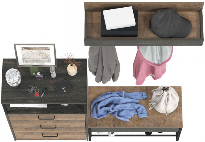 Трувор Прихожая 182, цвет дуб гранж песочный/интра, ШхГхВ 146х37х195 см., универсальная сборка