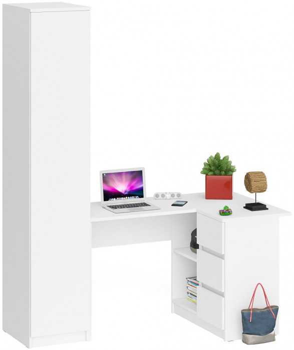Мори Стол компьютерный МС-16 правый + Пенал МШ400.1, цвет белый, ШхГхВ 164,8х84,9х209,6 см., выдвижные ящики справа, НЕ универсальная сборка