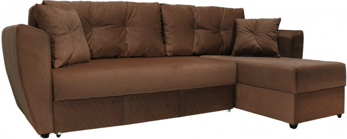Диван-кровать угловой Амстердам Люкс, 160х200, еврокнижка, велюр, коричневый