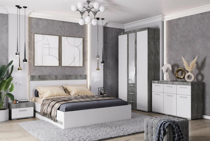 Комод Инстайл КМ-03, бетон/белый