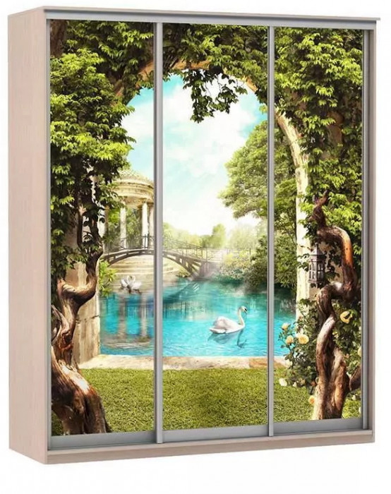 Шкаф купе Модерн 2076х450 3-х дверный 3-х секционный фотопечать №3 ясень