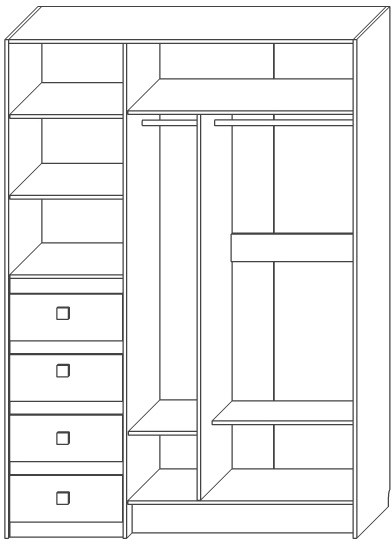 Шкаф для одежды с ящиками "Лондон" - Дуб сонома/Капучино светлый