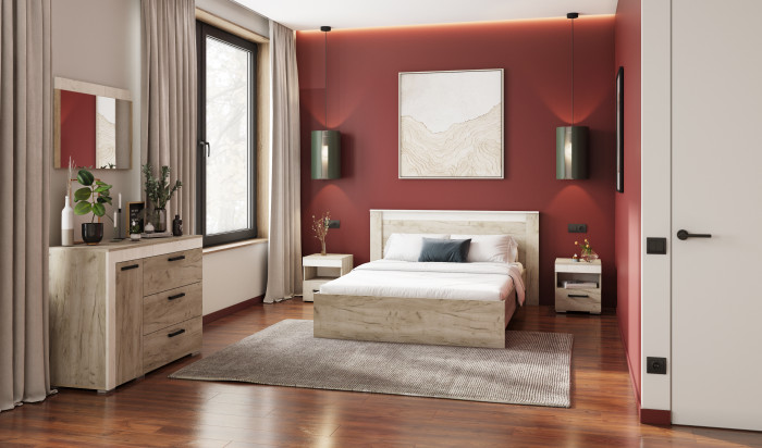 Модульная спальня "Адель", набор 2 - Крафт серый/Крафт белый