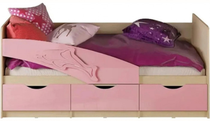 Детская кровать Дельфин 80х160 (Крафт белый, Шарли бриз)