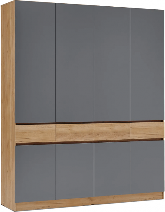 Прихожая Роджинамиф Шкаф 4-х ств (Дуб крафт/Графит)