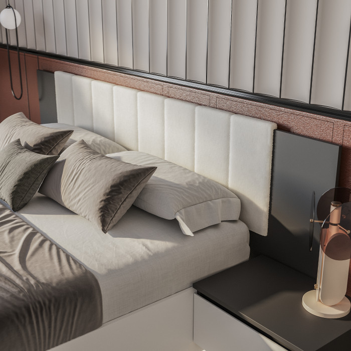 Кровать Шарм КР-18 160х200, проложки,Графит, Белый