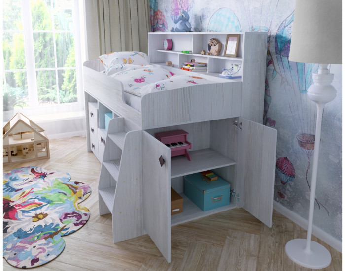 Кровать-чердак Малыш 5 (Винтерберг/Оранжевый)