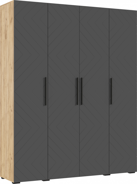 Флэш Шкаф 4-х ств. 1800 браш графит/дуб крафт