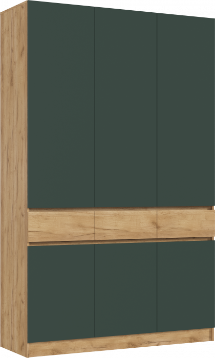 Роджинамиф Шкаф 3-х створчатый, Дуб крафт/Изумрудный