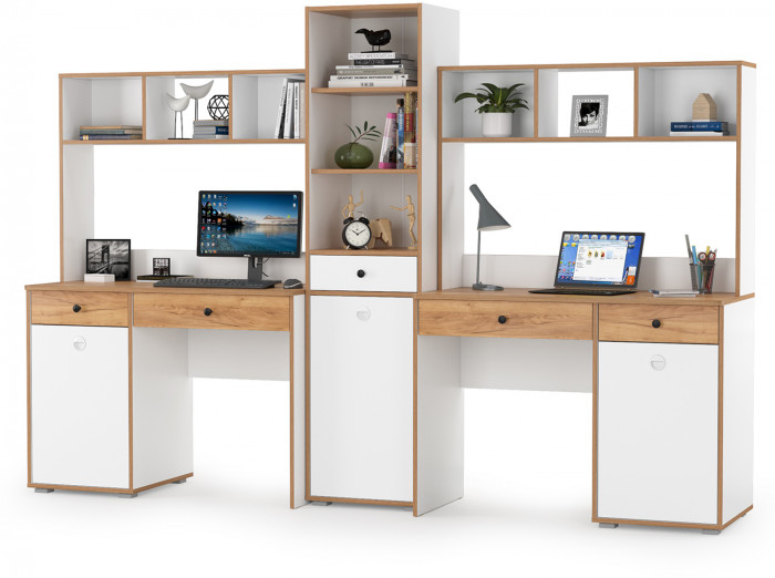 Вуди Компоновка № 13, цвет белый премиум/дуб крафт золотой, ШхГхВ 265х52,7х180,3 см., универсальная сборка