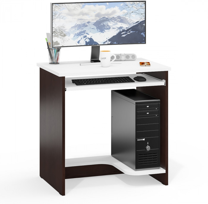 Стол компьютерный С-МД-СК11-1, цвет венге/белый шагрень, ШхГхВ 74,6х50х75 см., НЕ универсальная сборка