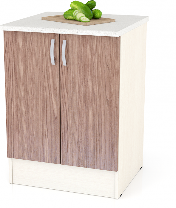 Кухня Мери ШН600 Стол 60 см., цвет дуб/ясень шимо тёмный, ШхГхВ 60х60х85 см. (столешница № 130 сахара белая)