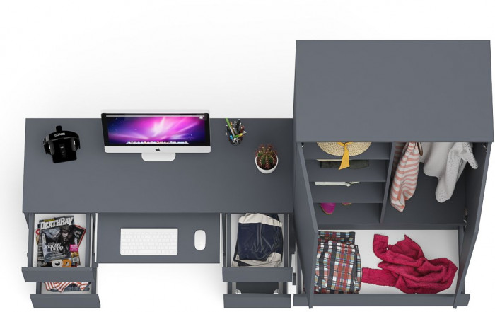 Мори компьютерный стол МС-2 + Шкаф МШ900.1, графит