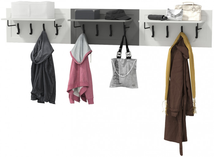 Остин 15.12 Вешалка + 15.12 Вешалка + 15.12 Вешалка, белый шагрень/серый графит