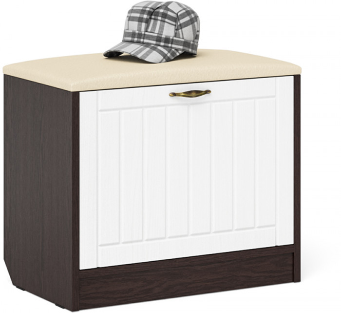 Прихожая П-6 Компоновка № 25, венге/фасады МДФ белое дерево фрезеровка прованс