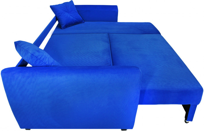Диван-кровать угловой Амстердам Люкс, 160х200, еврокнижка, велюр, синий