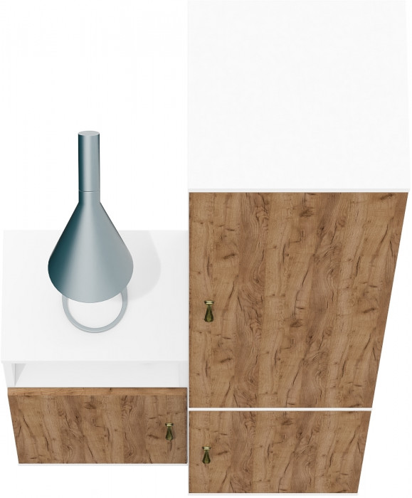 Лидер-8 Пенал МД 21Б + Тумба МД 3.19, белый шагрень/крафт золото