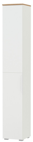 Октава 13.228 Шкаф-пенал, белый шагрень/дуб крафт золотой/фасады МДФ белый шагрень