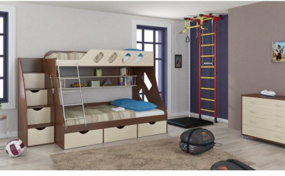 Детская двухъярусная кровать Дельта 20.01+23.02+25 (Салатовый, Ясень шимо светлый)