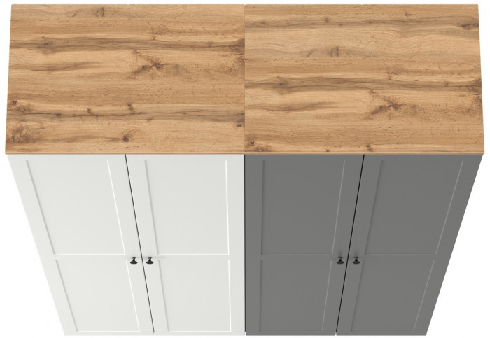 Остин 13.224 Шкаф 2 шт., белый шагрень/серый графит/дуб крафт золотой