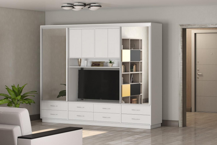 Милос 11-02 Шкаф-купе / Белый /  Белый снег