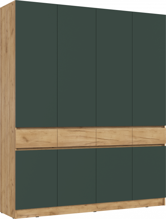 Роджинамиф Шкаф 4-х створчатый, Дуб крафт/Изумрудный